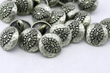 Hammered Tribal Buttons, Antique Silver Metal Button, 15mm Qty 4 , 5/8" Bali Style, Great for Leather Wrap Clasps or Clothing