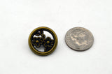 BUTTERCUP FLOWER Buttons, Antique Brass Metal Button, 15mm Qty 4 Pierced Shank Back, 5/8" Leather Wrap Clasps or Clothing