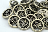 BUTTERCUP FLOWER Buttons, Antique Silver Metal Button, 15mm Qty 4 Pierced Shank Back, 5/8" Leather Wrap Clasps or Clothing