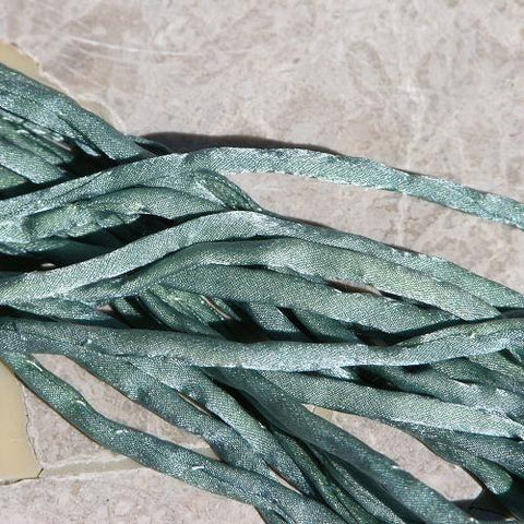 GREEN MIST Silk Cords, Silk Cording, 3-4mm Thick, Jewelry Making Strings Hand Dyed and Hand Sewn, Stringing Supplies, Light Fern Green