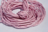 LIGHT RASPBERRY PINK Silk Cords, Hand Dyed Silk Cording, Silk Cord, 3-4mm x 3 Yards, Pastel Pink Silk Strings, Embroidery Supplies