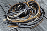 BLACK and TAN Silk Cords, Assortment 2mm to 3mm Hand Dyed Hand Sewn Cording Bulk 10 to 50 Strings, Black, Grays, Tan Ivory, Ecru