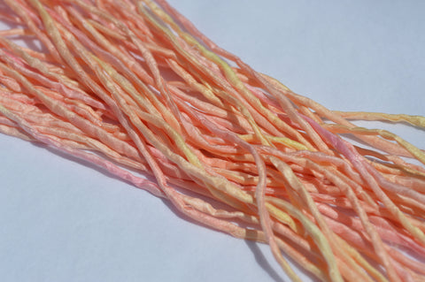 Rosebud Silk Cords, Peach Gold Pink, Hand Dyed Hand Sewn Strings, Qty 1 to 25 Cords 2-3mm, Embroidery Cord, Bridal Flower Bouquet Trim