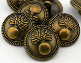 FLOWER VASE Buttons, Antique Brass Metal Buttons, 7/8” Qty 4 to 12, 23mm Leather Wrap Clasp, Bronze Clothing Button, Bouquet of Flowers