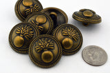 FLOWER VASE Buttons, Antique Brass Metal Buttons, 7/8” Qty 4 to 12, 23mm Leather Wrap Clasp, Bronze Clothing Button, Bouquet of Flowers