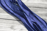 Navy Blue Silk Ribbons - hand dyed handmade dark indigo crinkle silk fabric - Jewelry making, necklaces, wrap bracelets floral bouquet trim