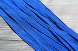 SAPPHIRE BLUE Silk Ribbons, Qty 5 to 50 Bulk Silk Strings, Hand Dyed, Jewelry or Craft Ribbon, Royal Blue, Wholesale JamnGlass Ribbon