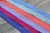 MAGNOLIA SKY Silk Ribbon Assortment Hand Dyed Ribbons Qty 6 Crinkle Silk Strings, Sky, Baby Blue, Coral, Lavender, Fuchsia Pink, Violet