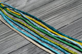 SPRING LOVE Silk Cords, Cording Assortment Qty 8 Strings 3-4mm Thick, Hand Dyed Silk Strings, Blues Greens, Yellow, Ivory, JamnGlass Silks