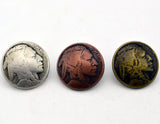 BUFFALO NICKEL BUTTON Button 3/4" Antique Copper Metal Buttons Qty 4 to 8 Coin Buttons Native America Coin Reproduction Nickel 20mm