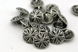 SAND DOLLAR Buttons Antique Silver, Hawaiian Beach Sand Dollar Flower Button 5/8" Qty 4 / 16mm Leather Wrap Clasp Clothing Button