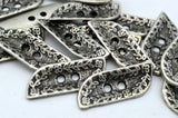 GEORGIA Leaf Buttons Antique Silver Floral Design Metal Rectangle Leaves Vines and Flowers 1" Qty 4 to 12, 25mm Leather Wrap Clasp, Clothing