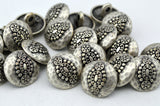 Hammered Tribal Buttons, Antique Silver Metal Button, 15mm Qty 4 , 5/8" Bali Style, Great for Leather Wrap Clasps or Clothing