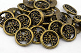 BUTTERCUP FLOWER Buttons, Antique Brass Metal Button, 15mm Qty 4 Pierced Shank Back, 5/8" Leather Wrap Clasps or Clothing