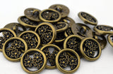 BUTTERCUP FLOWER Buttons, Antique Brass Metal Button, 15mm Qty 4 Pierced Shank Back, 5/8" Leather Wrap Clasps or Clothing