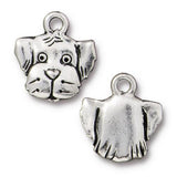 SPOT Charms, Antique Silver, TierraCast, Tiny Dog Face Charm, Drops, Qty 4 to 20 Yoga Meditation Wrap Bracelet Charms