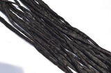 BLACK Silk Cords, Hand Dyed Silk Strings 3 Yards 3-4mm, JamnGlass Silk Cording Jewelry Making Craft Cords