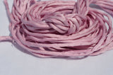 LIGHT RASPBERRY PINK Silk Cords, Hand Dyed Silk Cording, Silk Cord, 3-4mm x 3 Yards, Pastel Pink Silk Strings, Embroidery Supplies