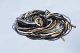 BLACK and TAN Silk Cords, Assortment 2mm to 3mm Hand Dyed Hand Sewn Cording Bulk 10 to 50 Strings, Black, Grays, Tan Ivory, Ecru