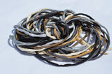 BLACK and TAN Silk Cords, Assortment 2mm to 3mm Hand Dyed Hand Sewn Cording Bulk 10 to 50 Strings, Black, Grays, Tan Ivory, Ecru