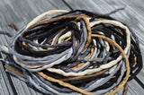 BLACK and TAN Silk Cords, Assortment 2mm to 3mm Hand Dyed Hand Sewn Cording Bulk 10 to 50 Strings, Black, Grays, Tan Ivory, Ecru