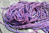 SUNSET BEACH Silk Cords Hand Dyed Hand Sewn Strings, Qty 1 to 25 Cords 2-3mm Sunset Colors, Jewelry Making Craft Cord, Purple, Violet, Pin