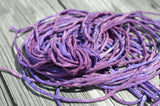 SUNSET BEACH Silk Cords Hand Dyed Hand Sewn Strings, Qty 1 to 25 Cords 2-3mm Sunset Colors, Jewelry Making Craft Cord, Purple, Violet, Pin