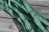 Spruce Hand Dyed Silk Ribbons, Qty 5 Strings Medium Pine Green, Great Silk Wraps, Jewelry Ribbon