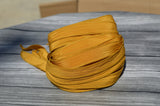 HONEY MUSTARD Silk Ribbons Qty 5 Hand Dyed Harvest Gold Silk Strings, Mustard Yellow Crinkle Silk, Jewelry Making Stringing Supplies Wraps