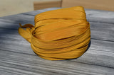 HONEY MUSTARD Silk Ribbons Qty 5 Hand Dyed Harvest Gold Silk Strings, Mustard Yellow Crinkle Silk, Jewelry Making Stringing Supplies Wraps