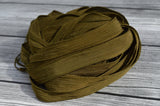 DARK OLIVE GREEN Silk Ribbons Hand-Dyed and Sewn 5 Strings Strands Army, Great for Silk Bracelet Wraps, Necklaces, Jewelry and Crafts