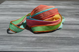 Blossoms Silk Ribbons Assortment Hand Dyed Qty 7 Crinkle Silk Bridal Flower Bouquet Trim Mint Gold Watermelon Teal Koi Pond Cantaloupe Coral