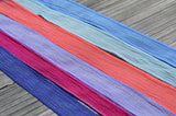 MAGNOLIA SKY Silk Ribbon Assortment Hand Dyed Ribbons Qty 6 Crinkle Silk Strings, Sky, Baby Blue, Coral, Lavender, Fuchsia Pink, Violet