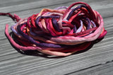 FRUIT SORBET Silk Cords, Cording Assortment Qty 8 Strings 3-4mm Thick, Hand Dyed Silk Strings, Pink, Peach Purple Jamn Glass Silks