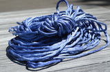 Blue Jean Silk Cords, Blue Silk Cording, Silk Strings 3-4mm x 3 Yards, Hand Dyed Jewelry Making Cords, Craft Supplies, Blue Jean Cords