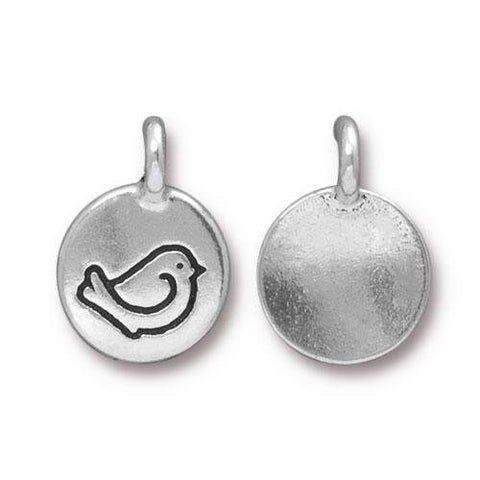 TierraCast FAT BIRD Charms, Antique Silver Tiny Round Pendants, Qty 4 to 20 16.6mm Silver Plated Pewter Lead Free Drops, Tierracast Findings