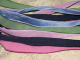 Garden Party Assortment Silk Ribbons Hand Dyed Sewn Navy Blue Jean Raspberry Pink Green