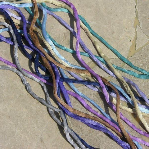 COOL SHADES Silk Cords Pastel Assortment Cording Qty 9 Strings 3-4mm Jewelry Making Cord Stringing Supplies Teal Violet Gray Ivory Navy Blue