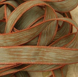 RIVER ROCK Silk Ribbons, Crinkle Silk Ribbons, Hand Dyed Sewn Qty 5 Strings Necklace Ribbon, Jewelry Making Stringing Supplies