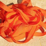 ORANGE Silk Ribbons Hand Dyed Sewn Necklace Ribbon Qty 5 Strings Ribbons Great for Bracelet Wraps, Necklaces and other Jewelry