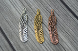 TierraCast Feather Pendant,  Medium 2" Feather Charm, 49mm, Antique Silver, Qty 1 to 4, Western Southwest Pewter Charms, Made in the US