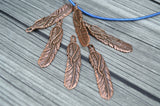 TierraCast Feather Pendant,  Medium 2" Feather Charm, 49mm, Antique Copper, Qty 1 to 4, Western Southwest Pewter Charms, Made in the US