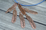 TierraCast Feather Pendant,  Medium 2" Feather Charm, 49mm, Antique Copper, Qty 1 to 4, Western Southwest Pewter Charms, Made in the US