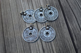 TierraCast ASIAN COIN Pendant, Double Sided Charm, 25mm, Antique Silver, Qty 2 to 10, Pewter Charms, Made in the US