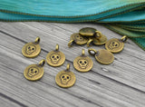 Skull Charms, Antique Brass Oxide, TierraCast, Tiny Skully Halloween Goth Charm Drops, Qty 4 to 20, Day of the Dead, Dia De Los Muertos