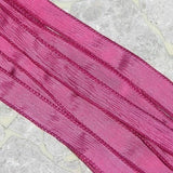 STRAWBERRY PINK Hand Dyed Silk Ribbon Strings Strands Necklace Ties Rose Red, Great for Silk Bracelet Wraps, Necklaces or Crafts