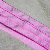 Bubblegum Pink crinkle silk ribbons - hand dyed silk strings - Qty 5  - Great for silk wrap bracelets bridal flower bouquets or other crafts