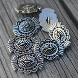 WESTERN Metal Buttons Tierracast Southwestern Concho 20mm Antique Silver Shank Button Qty 4 to 20 Leather Wraps or Focal Clasps