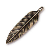 TierraCast Feather Pendants,  Large 3" Feather Charms, 72mm, Antique Brass, Qty 1 to 4, TierraCast Pewter, Bronze, Made in the US, Lead Free