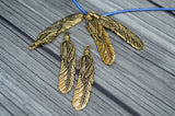 TierraCast Feather Pendant - 2" Tall feather charm 49mm in Antique Gold - Qty 1 to 4 - Western Southwest pewter charms - Made in the USA